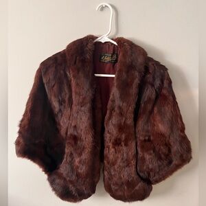 Vintage Brown Authentic Mink Shawl Coat